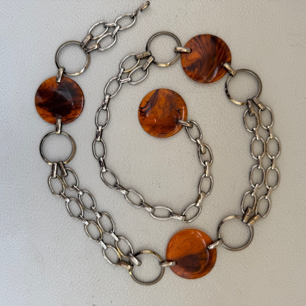 Vintage Faux Tortoiseshell and Metal Ring Belt 1960s